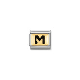Nomination Composable Classic SCHWARZE BUCHSTABEN Edelstahl und 18K-Gold (13_M)